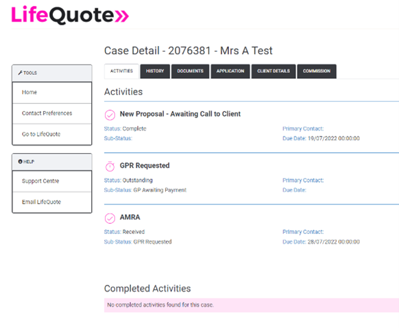 LifeQuote case tracking